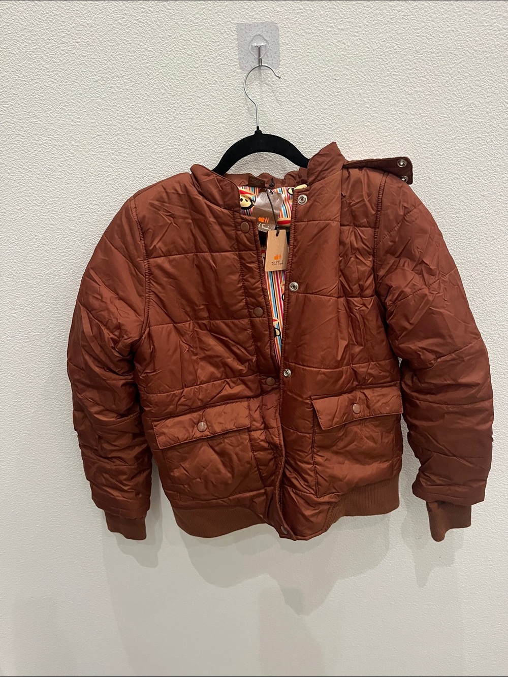 NWT Vintage Y2K Paul Frank Quilted Puffer Jacket in Rust Medium - Picture 2 of 4